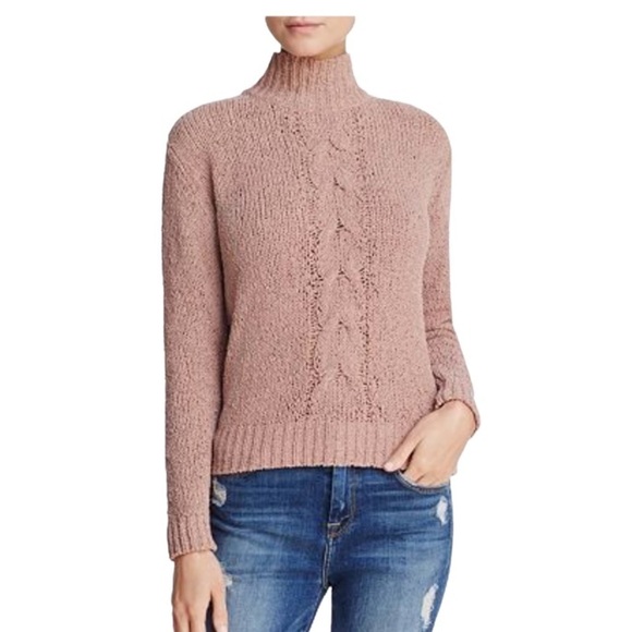Lost And Wander Jolie Chenille Sweater Blush Pink Mauve Turtleneck Mockneck XS S - Picture 1 of 8
